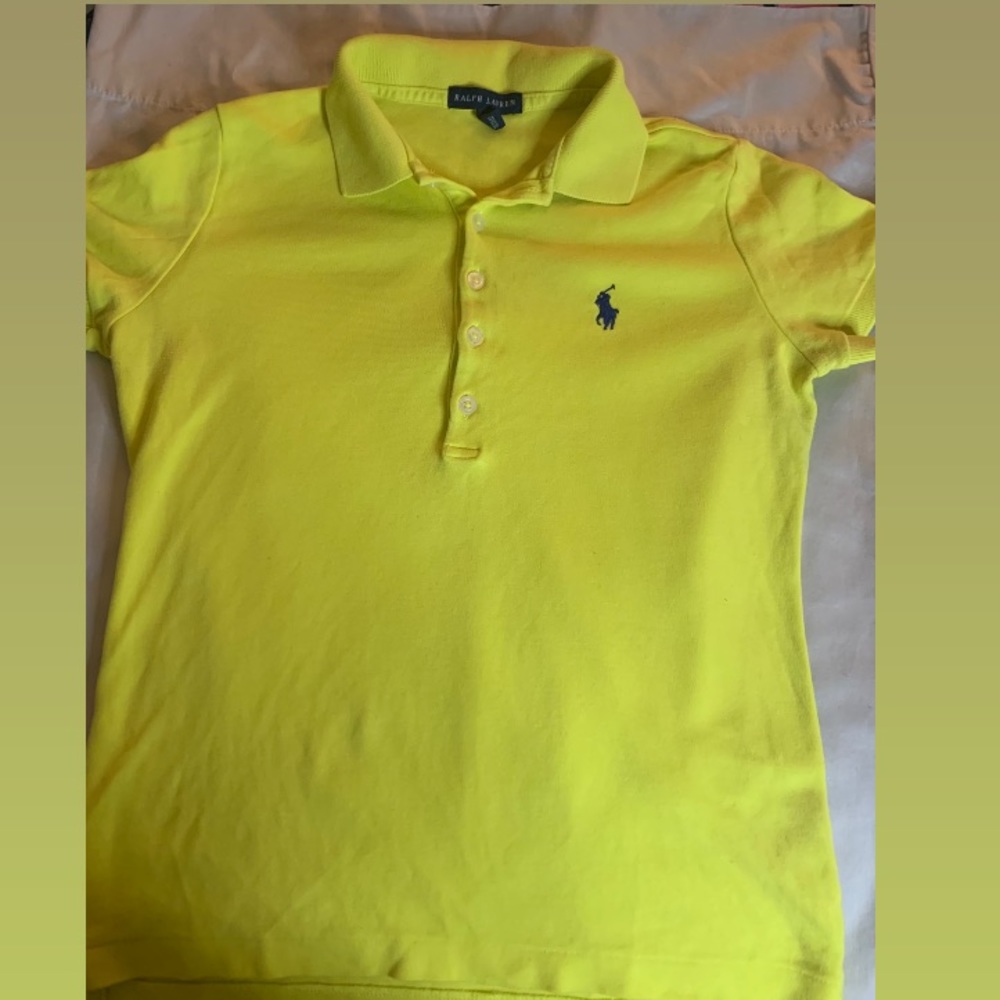 A neon green polo